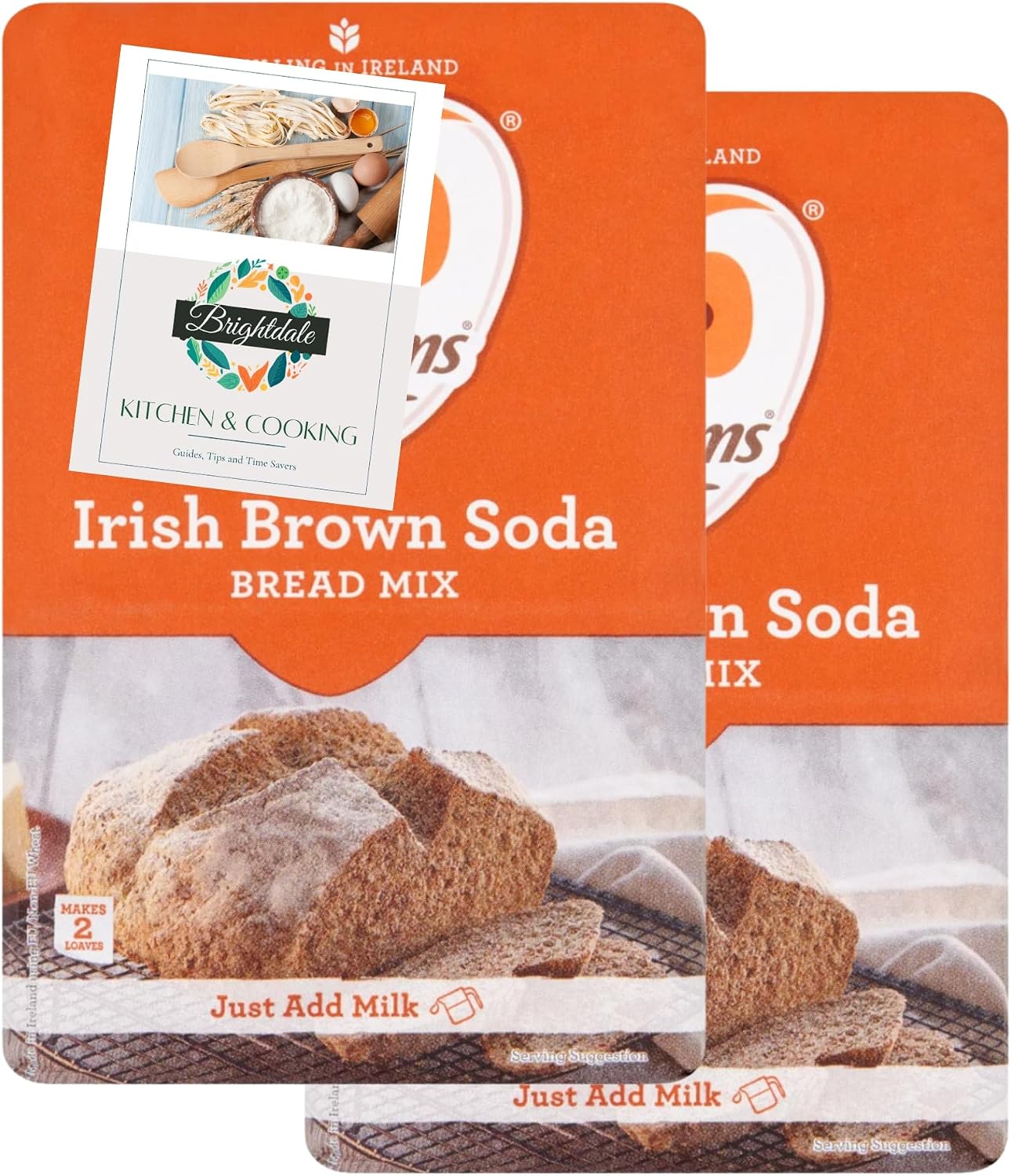 Irish Bread Mix Bundle for Odlums Irish Brown Soda Bread Mix 1kg 2 Pack + Brightdale Kitchen Booklet