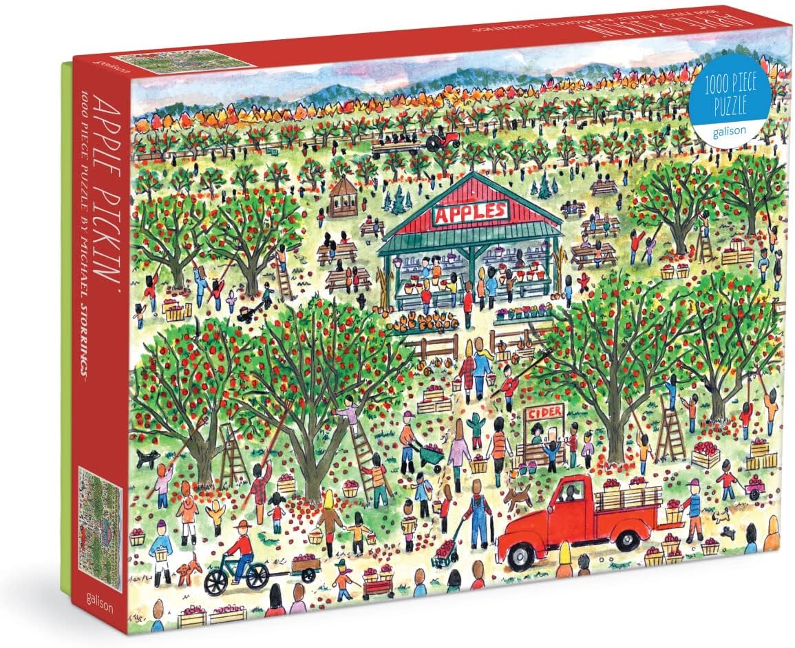 Galison 9780735374911 Michael Storrings Apple Pickin' Jigsaw Puzzle, Multicoloured, 1000 Pieces