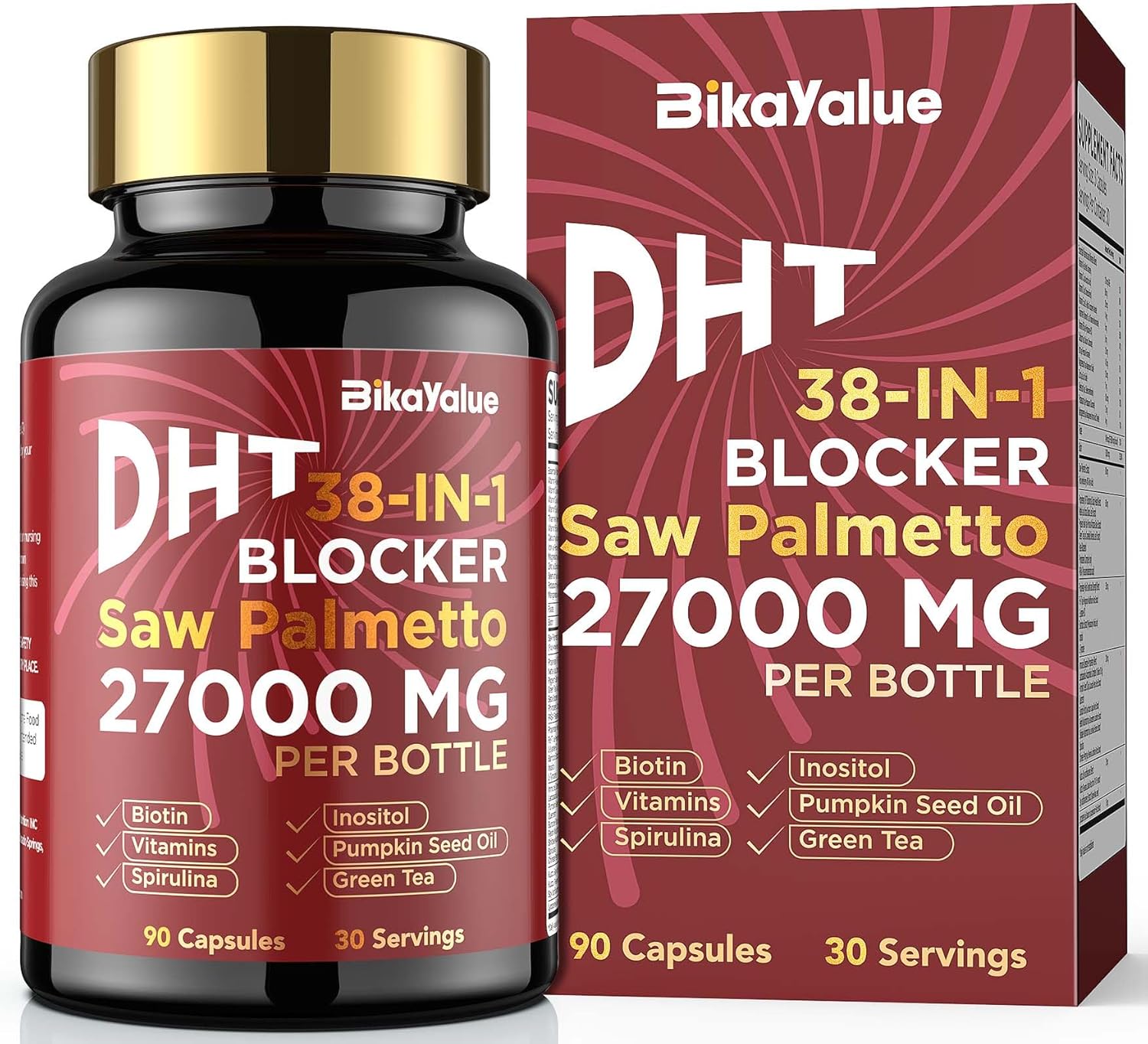Saw Palmetto for Men, DHT Blocker for Men with 10000 mcg Biotin and 900 mg Saw Palmetto Per Servings, Proprietary Hair Healthy Herbal Blend, Supports Men's Health - 30 Servings
