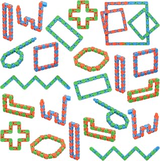 24 Pack 24 Links Wacky Tracks Snap and Click Fidget Toys, Finger Sensory Toys, Snake Puzzles for Stress Relief, Party Bag Fillers, Party Favours, Random Color