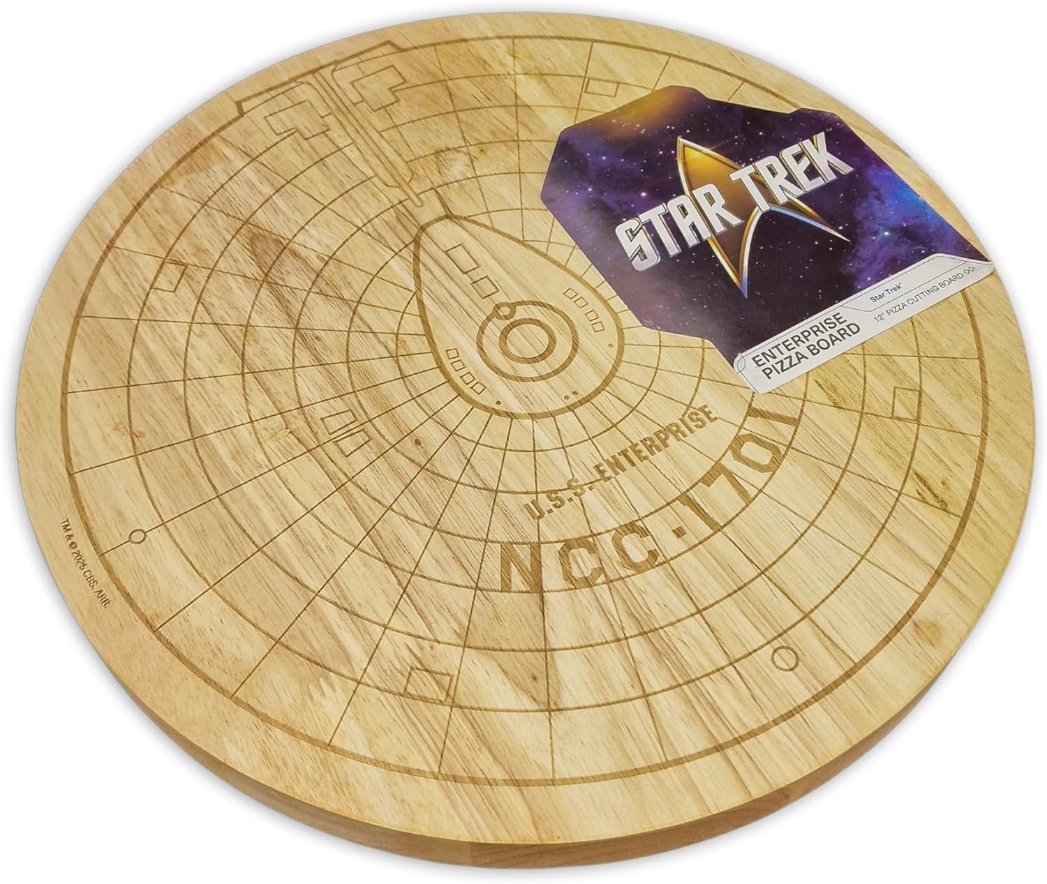 Officially Licensed Star Trek™ Enterprise Pizza Cutting Board, 30.5 cm Diameter, Hardwood with Ship Design