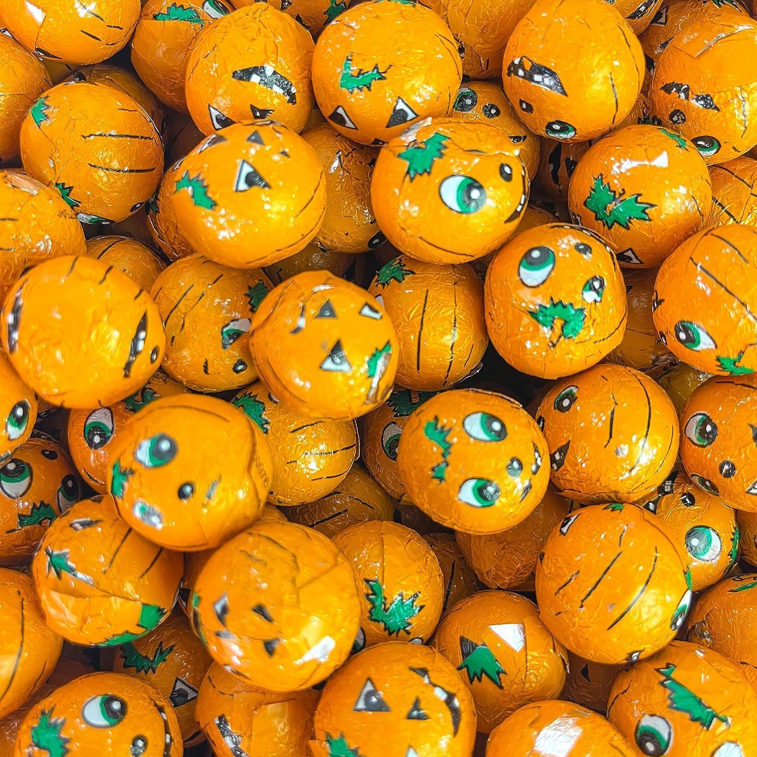 50 Solid Milk Chocolate Foil Wrapped Pumpkin Balls Halloween Trick or Treat Sweets