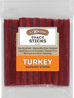 Old Wisconsin Turkey Sausage Snack Sticks, Naturally Smoked, Ready to Eat, High Protein, Low Carb, Keto, Gluten Free, 28 Ounce Resealable Package
