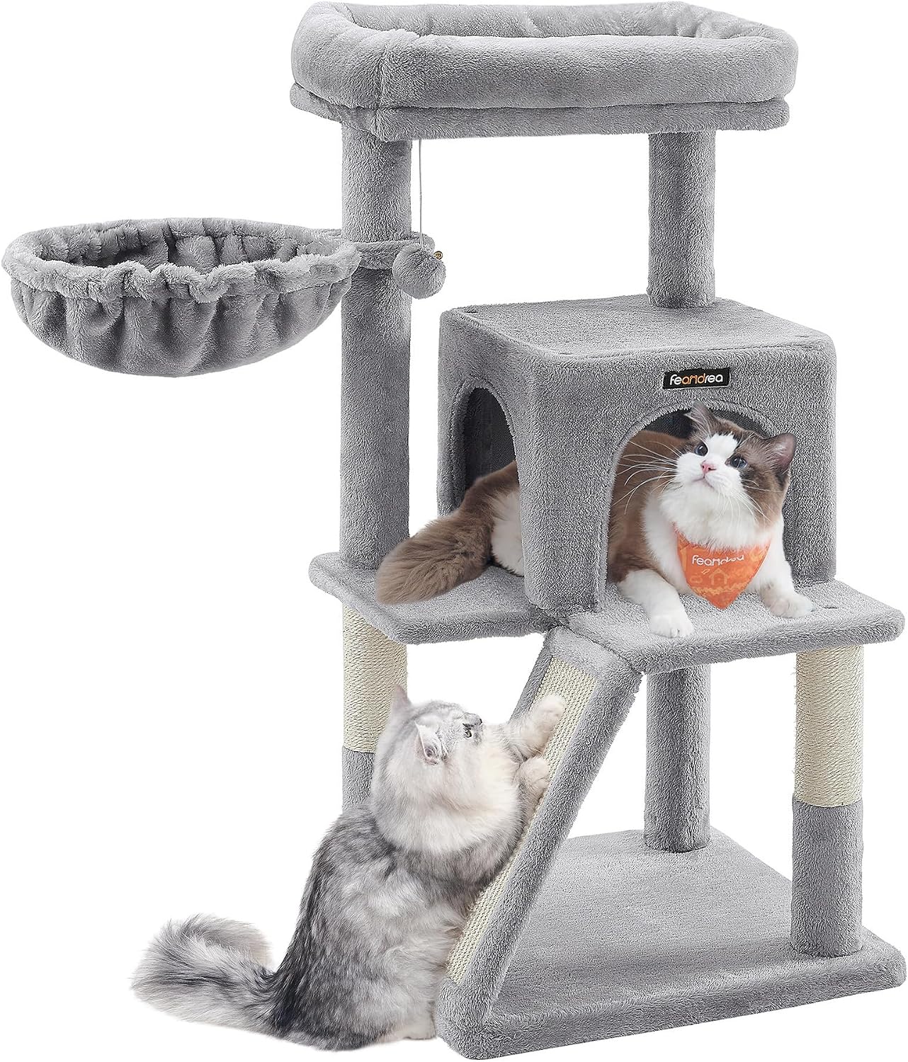 Feandrea Cat Tree Tower, Widened Perch for Large Cats, Light Grey PCT51WV1