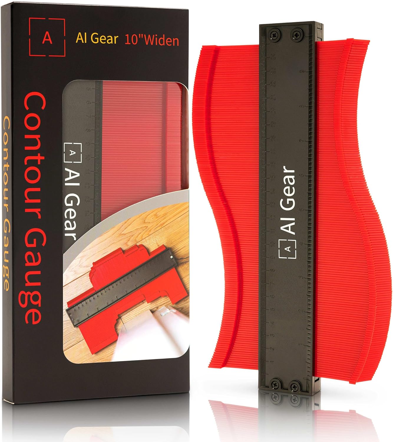 AI Gear Contour Gauge Duplicator 10 Inch Widen Profile Tool Precise Measuring of Irregular Shapes for Laminate Wood Tiling and Flooring