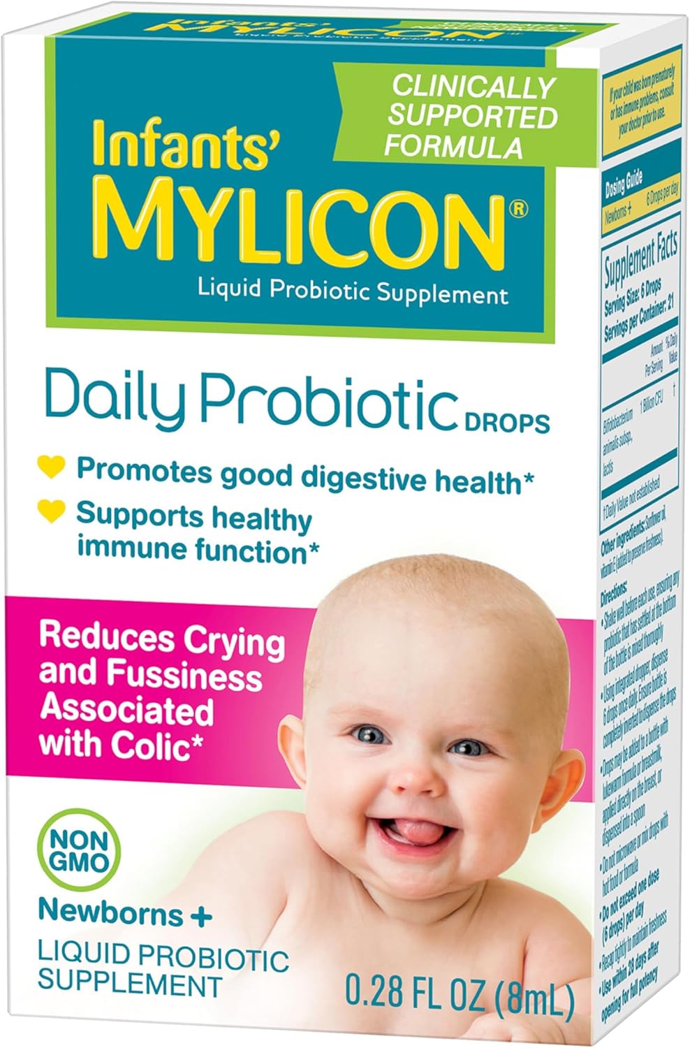 Infants' Mylicon Daily Probiotic Drops, for Colic and Fussiness, 8mL, 21 Daily Doses