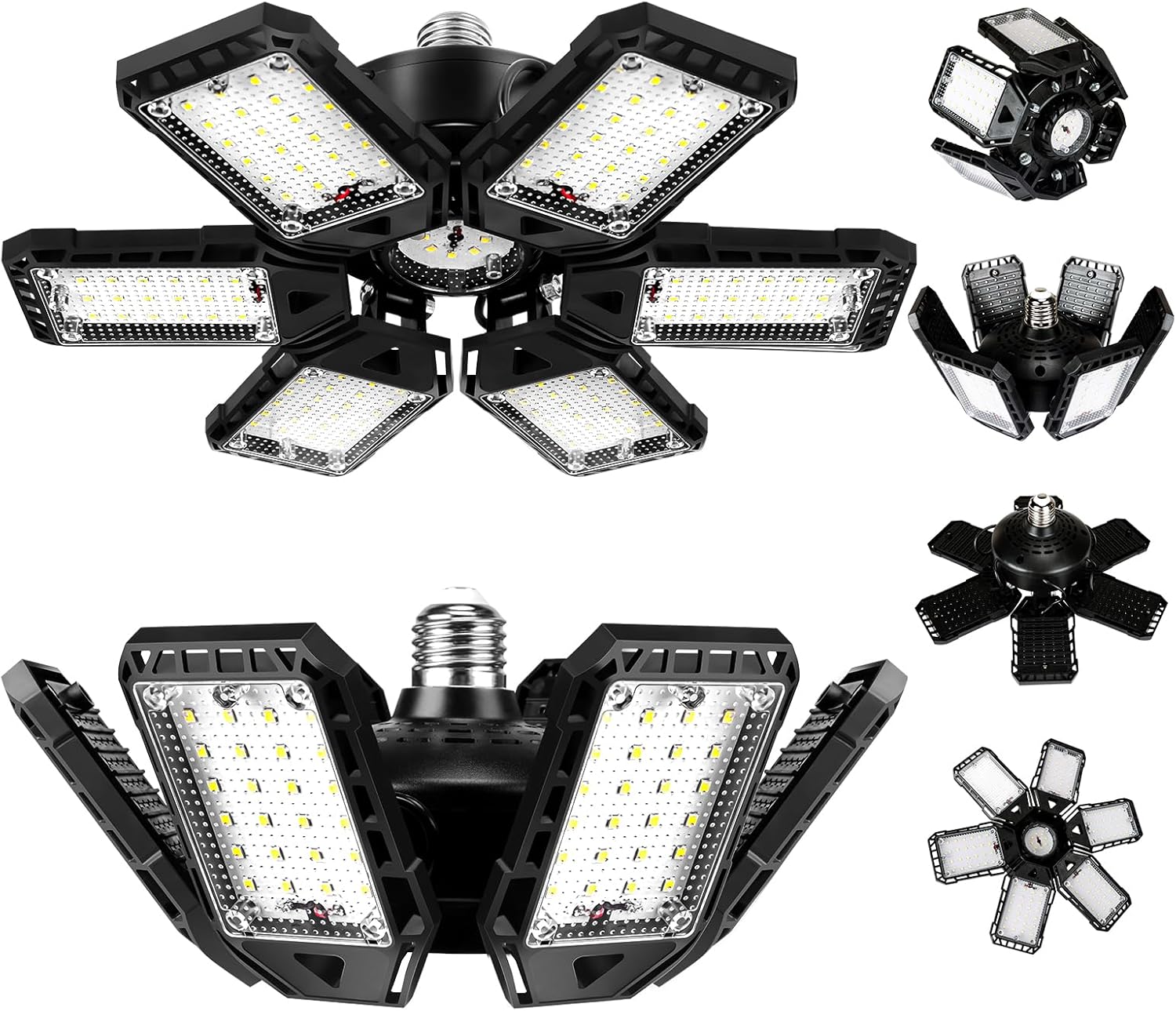 LED Garage Lights Bulb 2 Pack 180W 18000LM 6500K Led Shop Light with 6 Plus 1 Deformable Panels Basement Barn Ceiling Lights for E26/E27