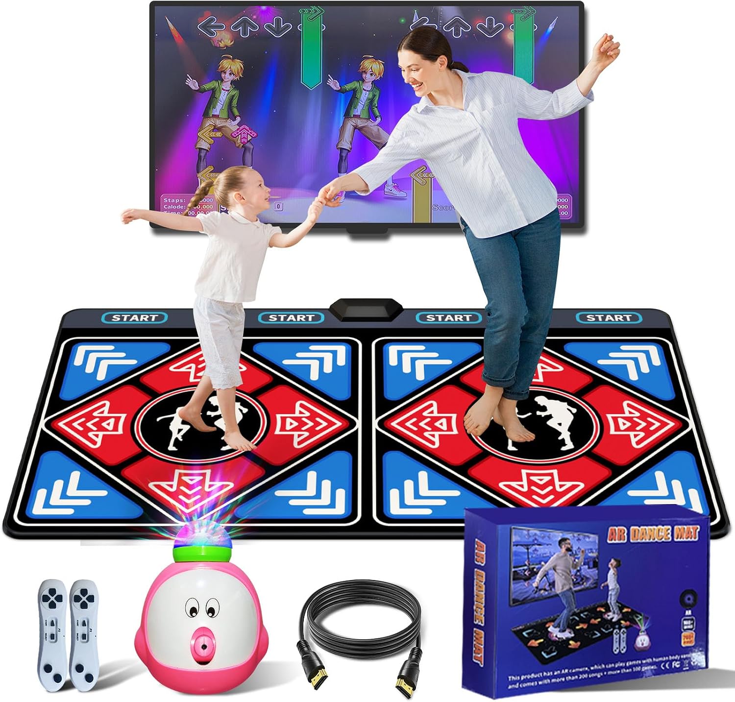 YRPRSODF Dance Mat for Kids and Adults,Double Dance Mats with Camera,Electronic Dance Pad for TV, Dancing mat for Exercise,Plug& Play Game for Kids,Gifts for Girls Boys Ages 3+