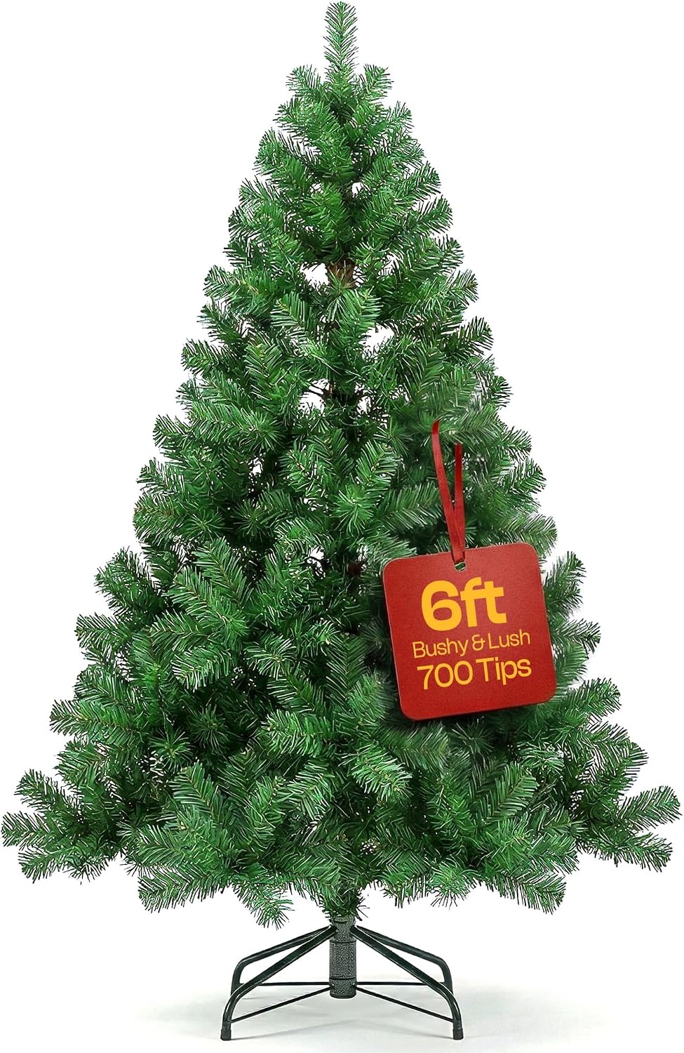 KLASS 6ft Christmas Tree 700 Tips Lush Xmas Tree Premium PVC Realistic Artificial Christmas Tree With Metal Stand, Green Christmas Trees in 4ft, 5ft, 6 ft 7ft Sizes Perfect Christmas Decoration (6ft)