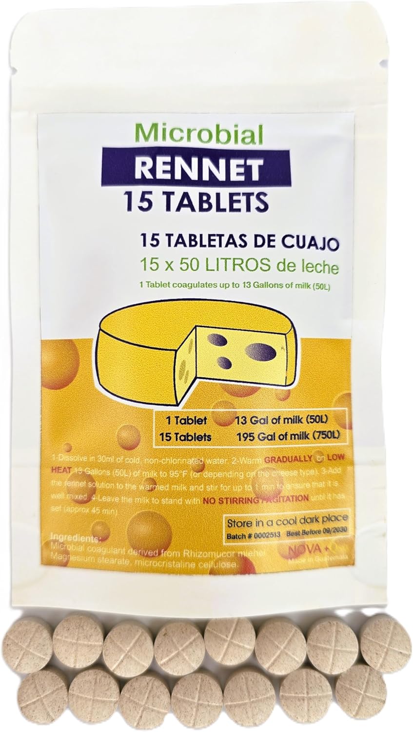 CHR HANSEN 15 x Cuajo TITANIUM® RENNET Tablets For any type of cheese 15 TABLETS FOR 750L OF MILK