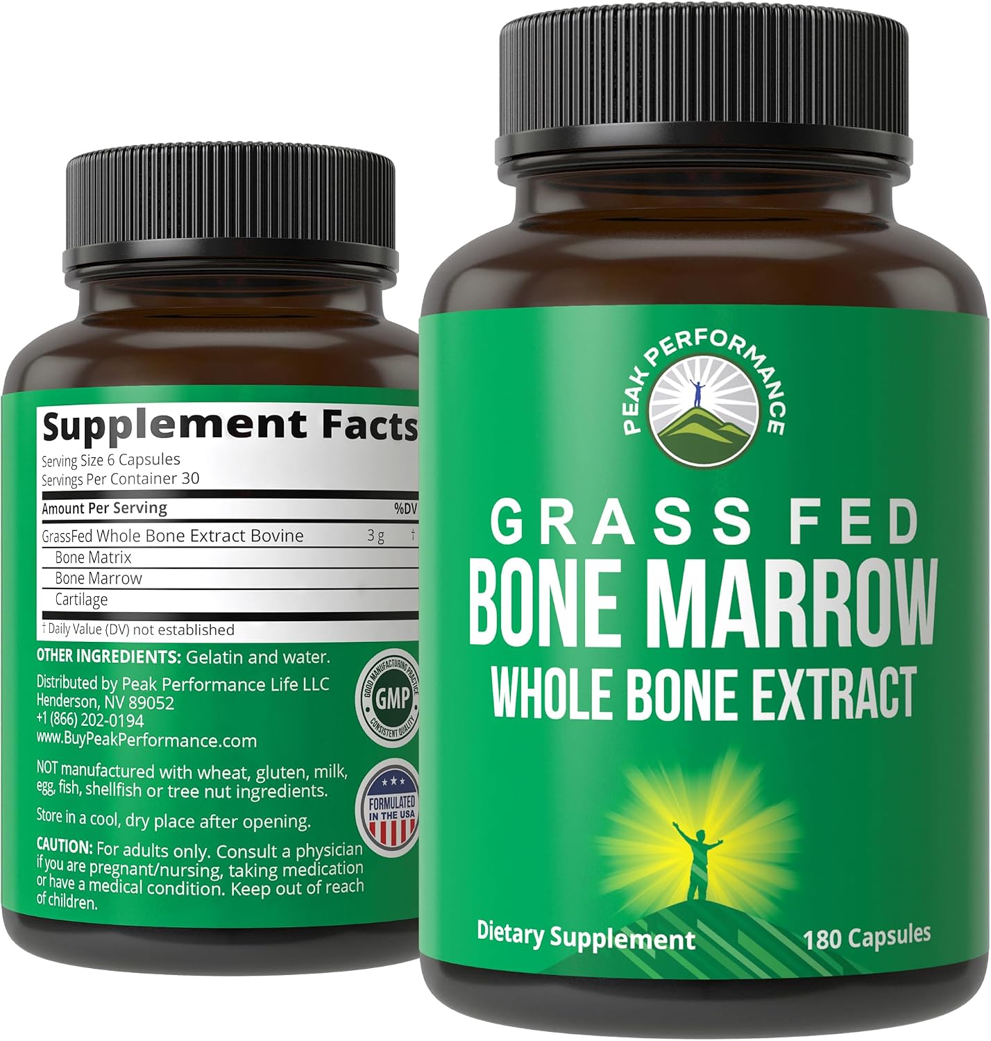 Peak Performance Grass Fed Bone Marrow Whole Extract Supplement 180 Capsule