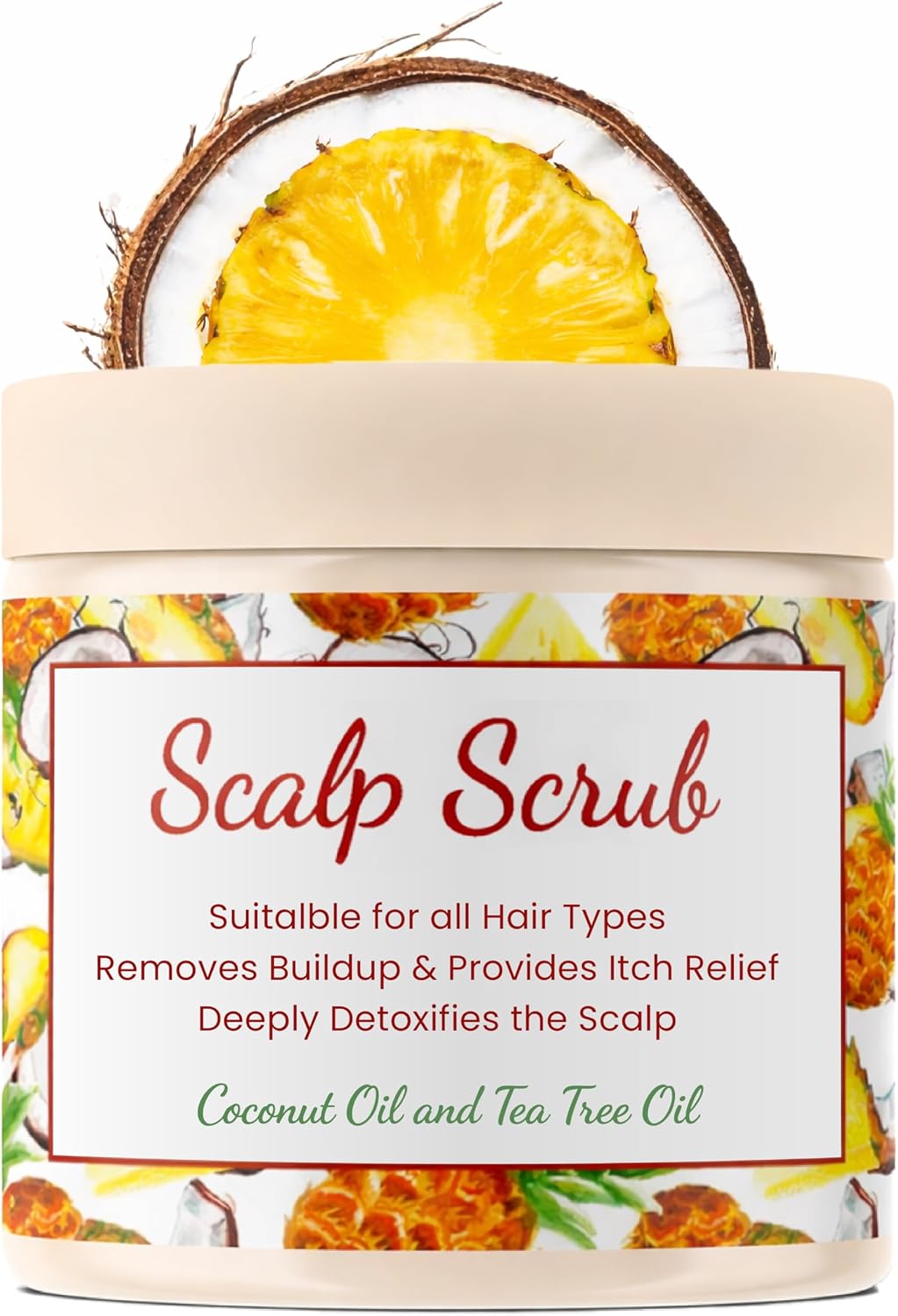 CalmGrace Exfoliating Scalp Scrub | Coconut & Pineapple Hair Scrub Scent with Dead Sea Salt & Coconut Oil | Hair Scalp Exfoliator for Dandruff Prone Oily Hair & Dry, Itchy Scalp – 200g