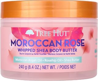 Tree Hut Moroccan Rose Whipped Shea Body Butter, 8.4oz, Lightweight, Long-lasting, Hydrating Moisturizer with Natural Shea Butter for Nourishing Essential Body Care