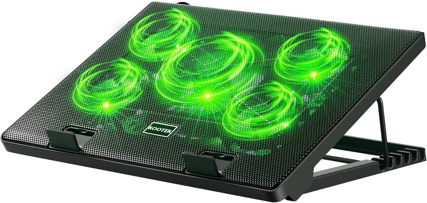 Kootek Laptop Cooling Pad Cooler Stand with 5 Quiet Fans for 12"-17" Laptop