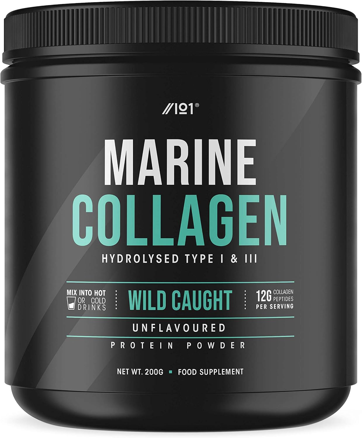 Marine Collagen Powder Supplement - 200g - Wild-Caught Canadian Marine Collagen - Unflavoured - Types 1 & 3 Hydrolysed Collagen Peptides - 17 Day Supply - by Alpha01®