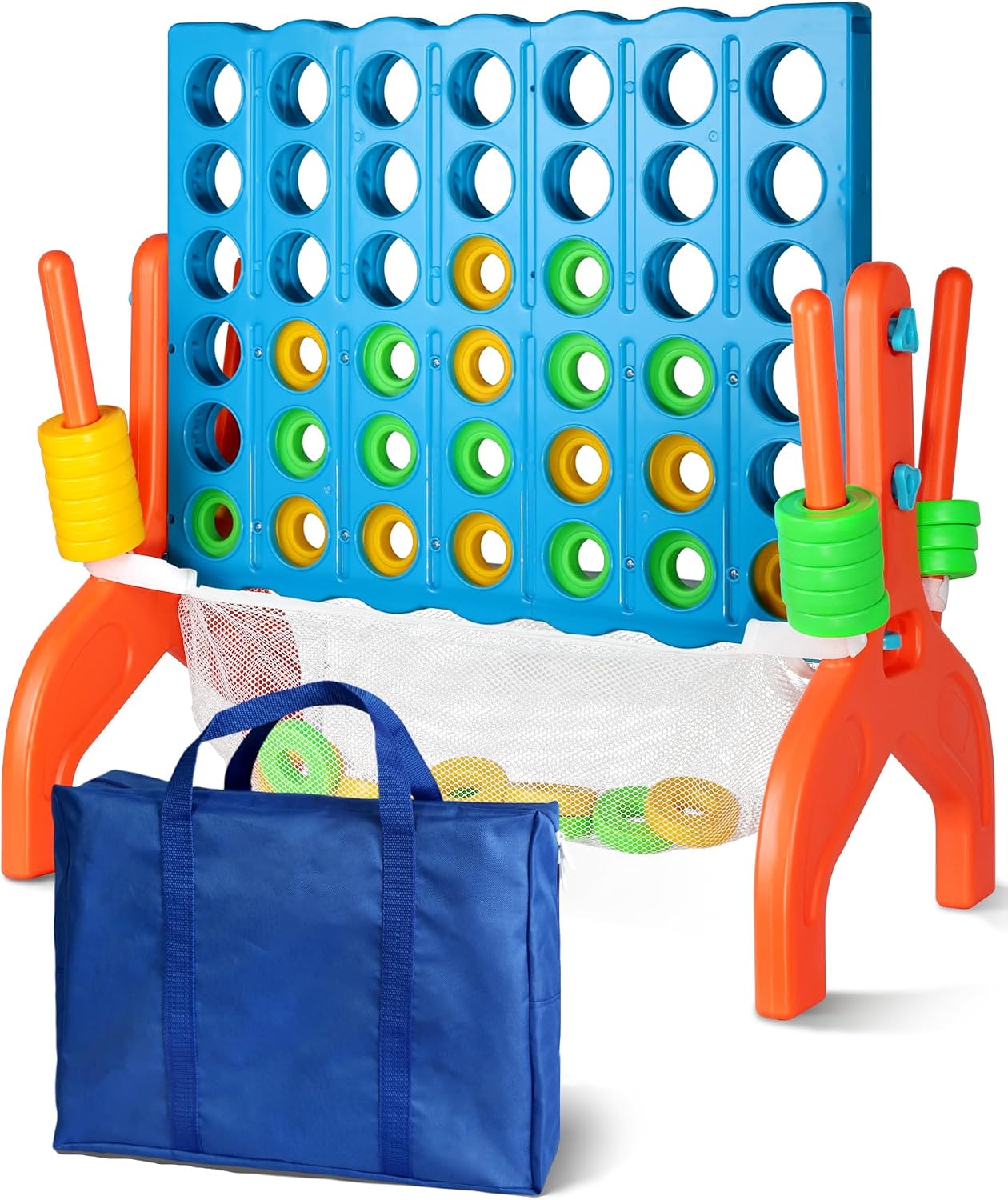 Large Four in a Row Strategy Game – Premium Quality Four in a Row Game for Kids Aged 3 and Up, Perfect for Indoor and Outdoor 4 in a Row Fun, Family Gatherings, and Parties