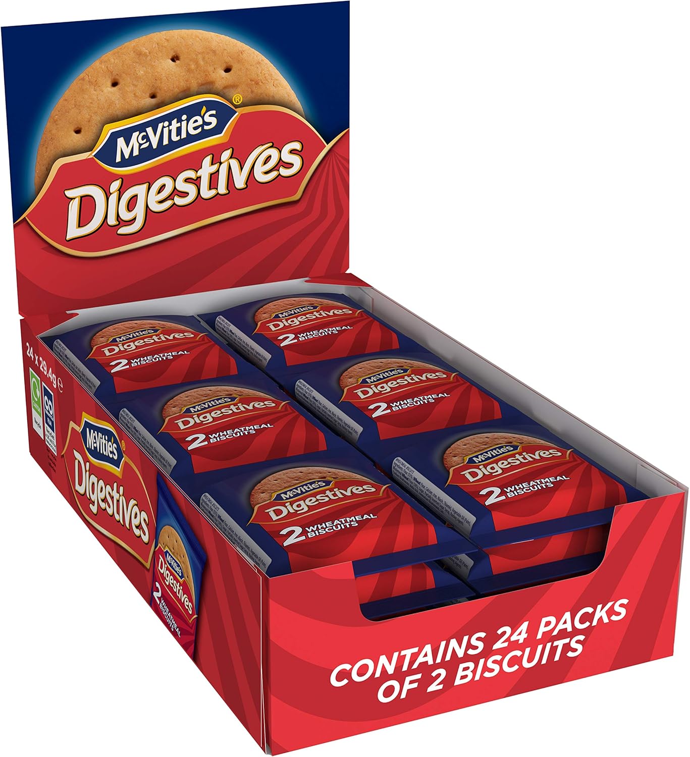 McVitie's Digestives Biscuits To Go, Convenient Snack Packs, 29.4 g (Pack of 24)