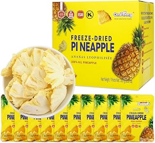 ONETANG Freeze-Dried Fruit Pineapple Chips, 10 Pack Single-Serve Pack, Non GMO, Kosher, No Add Sugar, Gluten free, Vegan, Holiday Gifts, Healthy Snack 0.35 Ounce