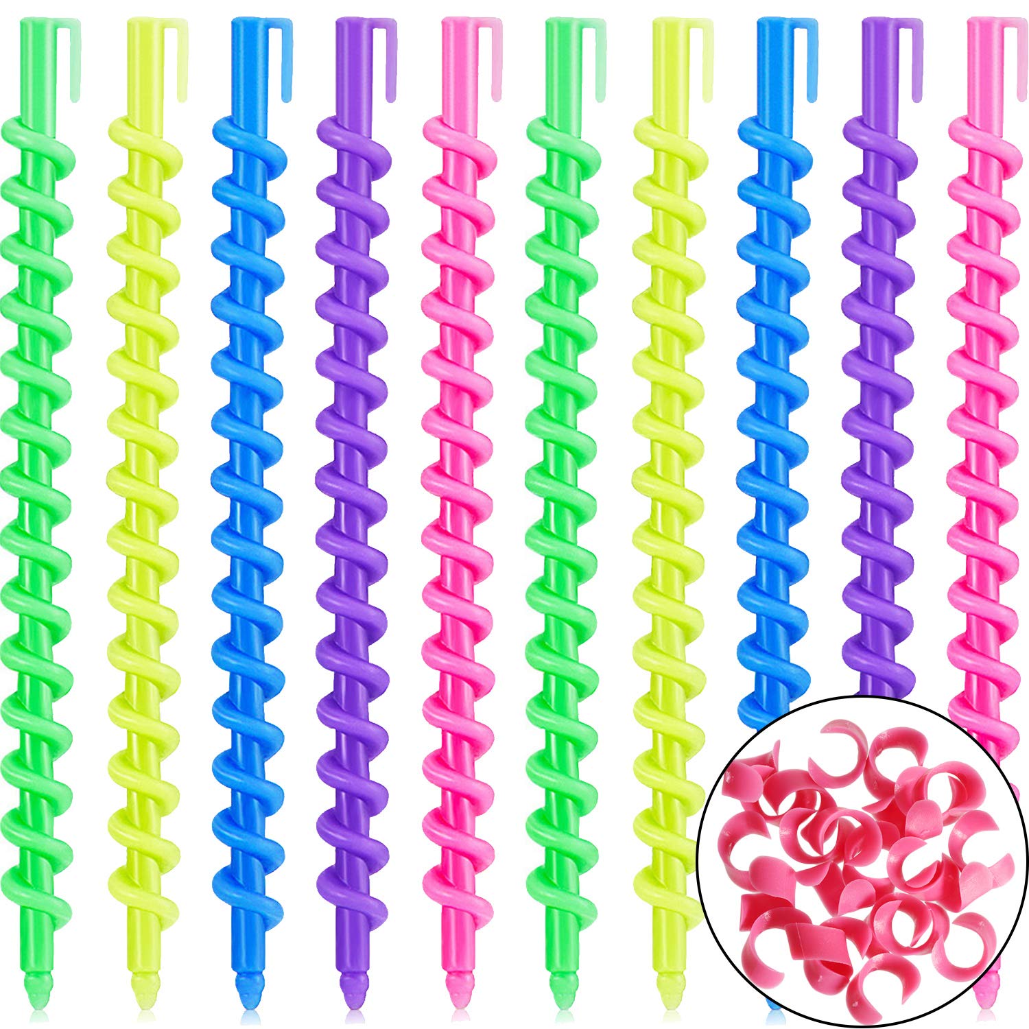 WILLBOND 100 Pcs Spiral Perm Rods Heatless Curls Overnight for Hair Rollers Curlers Plastic Spiral Curl Rods Perm Wave Curlers Kit for Long Hair Women Styling Hairdressing Salon Tool