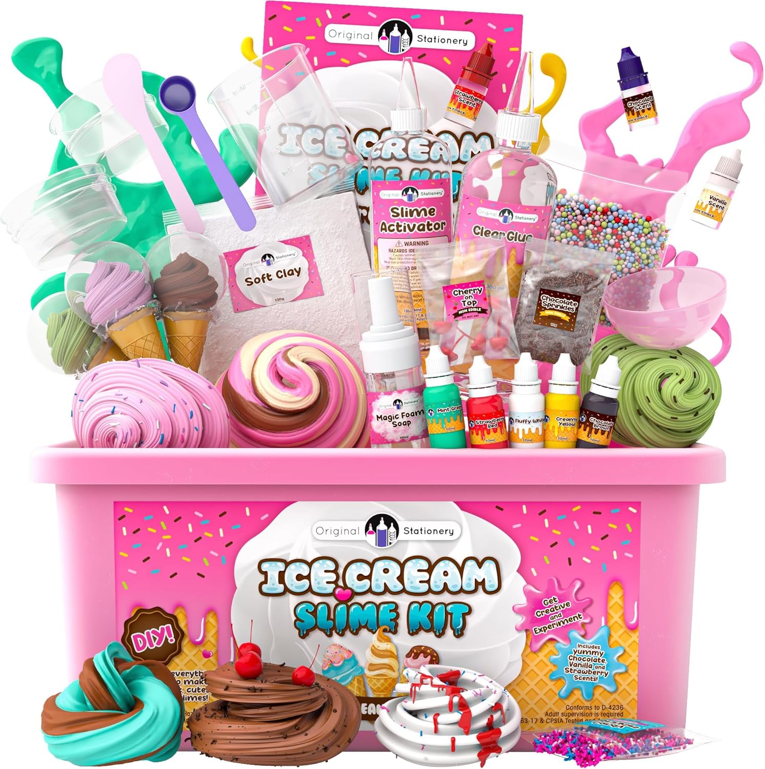 Original Stationery DIY Ice Cream Slime Kit for Girls with Butter Cloud & Foam - Creative Slime Making Toy & Birthday Present for Girls 8-10