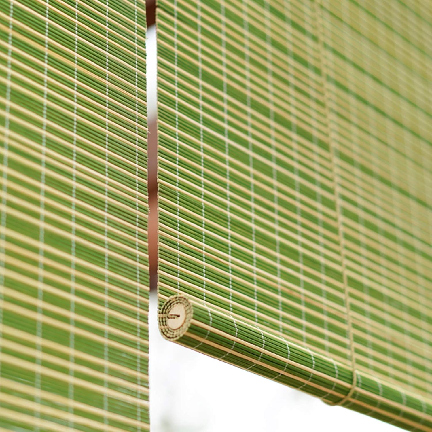 Green Dust-Proof Bamboo Roller Blind, 60-150cm Wide, Customizable Roll Up Blinds, Bamboo Roman Shade for Living/Dining Room/Bedroom, with Fitting (110x160cm/43x63in)