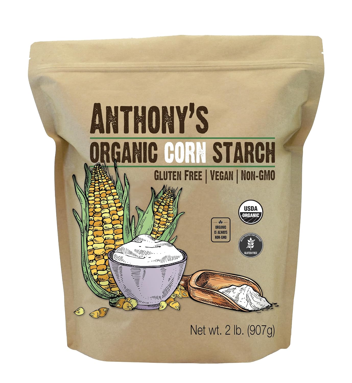 Anthony's Organic Corn Starch, Gluten-free, Vegan and Non-GMO