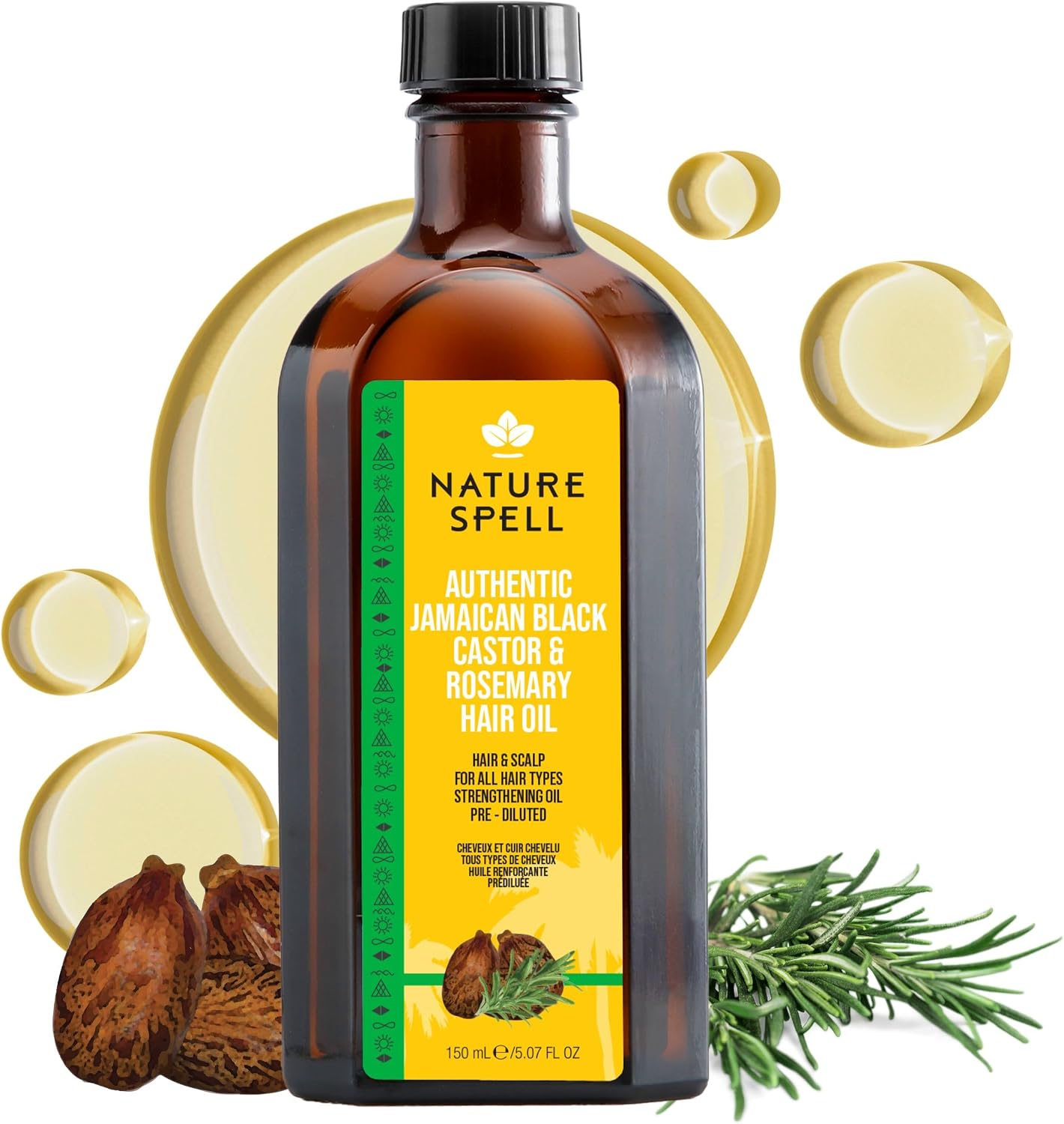 Nature Spell Jamaican Black Castor and Rosemary Oil Blend, Vegan, 150ml