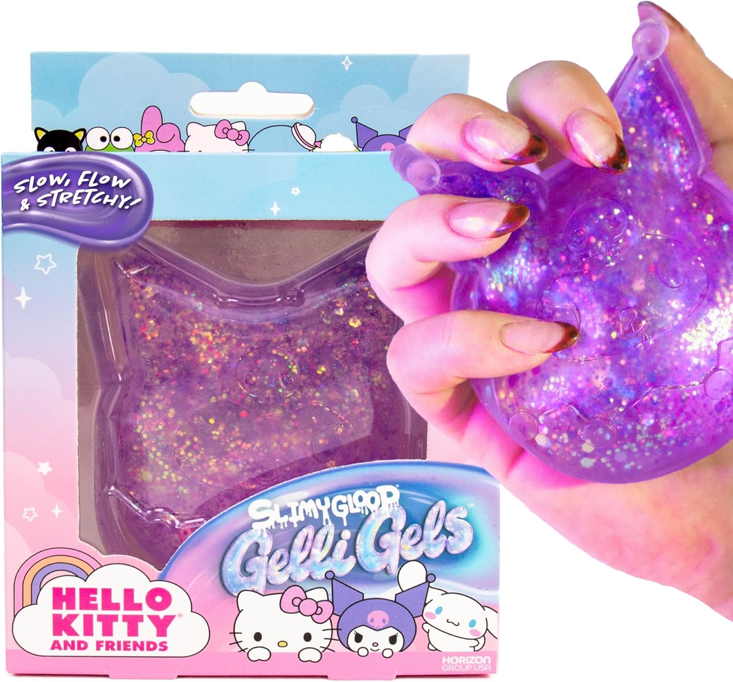 Hello Kitty® and Friends SLIMYGLOOP Gelli Gels – Kuromi™, Slow Rising Sensory Squeeze Toy with Glitter, Gel Filled Fidget Toys