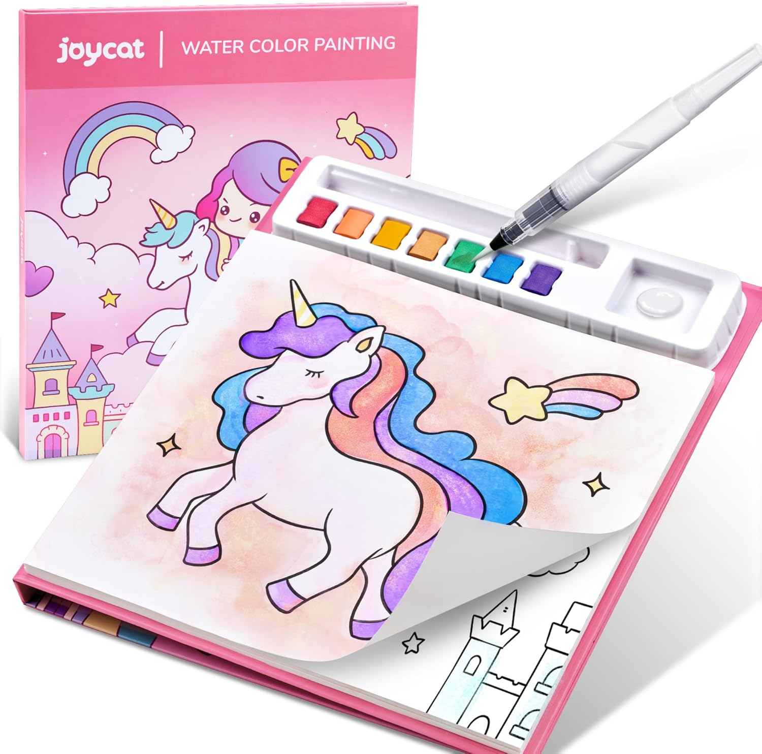 JoyCat Paint with Water Coloring Books for Toddlers, Watercolor Painting Sets for Kids Ages 3-5 4-8, Arts and Crafts Drawing Activities Toy Birthday Gift for Boys Girls(Pink)