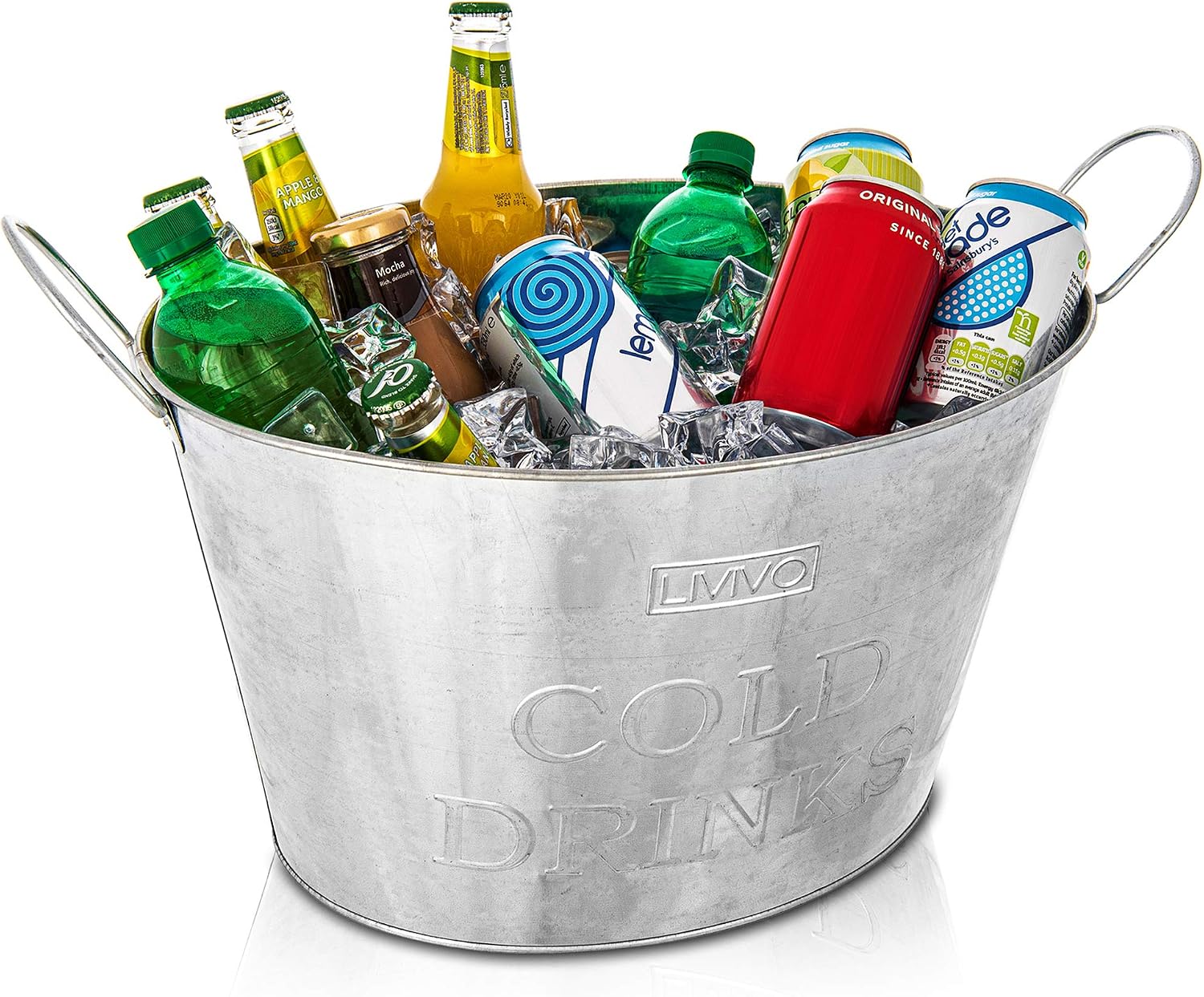 LIVIVO Galvanised Steel 24L Drinks Ice Cool Bucket with Handles - Great for Parties, BBQs and Bars Cooling Bottles, Cans of Beer or Soft Drinks