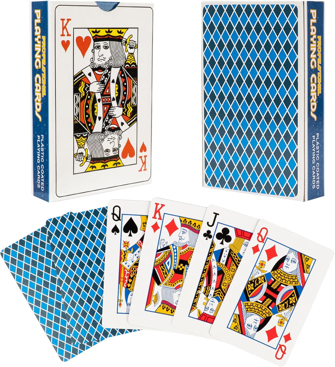 D.A.Y. Republic Professional Standard Plastic Coated Poker Size Playing Cards, 52 Card Deck + 2 Jokers, Ideal for Poker Nights, Parties and Family Games