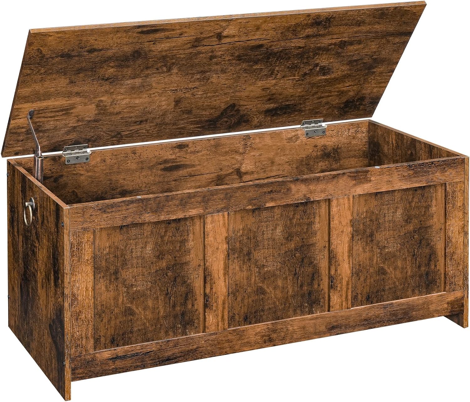 HOOBRO Storage Chest, Wooden Storage Bench, Blanket Storage Box, Wooden Storages Chest Trunk, Large Toy Chest, Shoe Storage Bench, 100 cm, U-Shaped Opening, Rustic Brown EFG141CW01