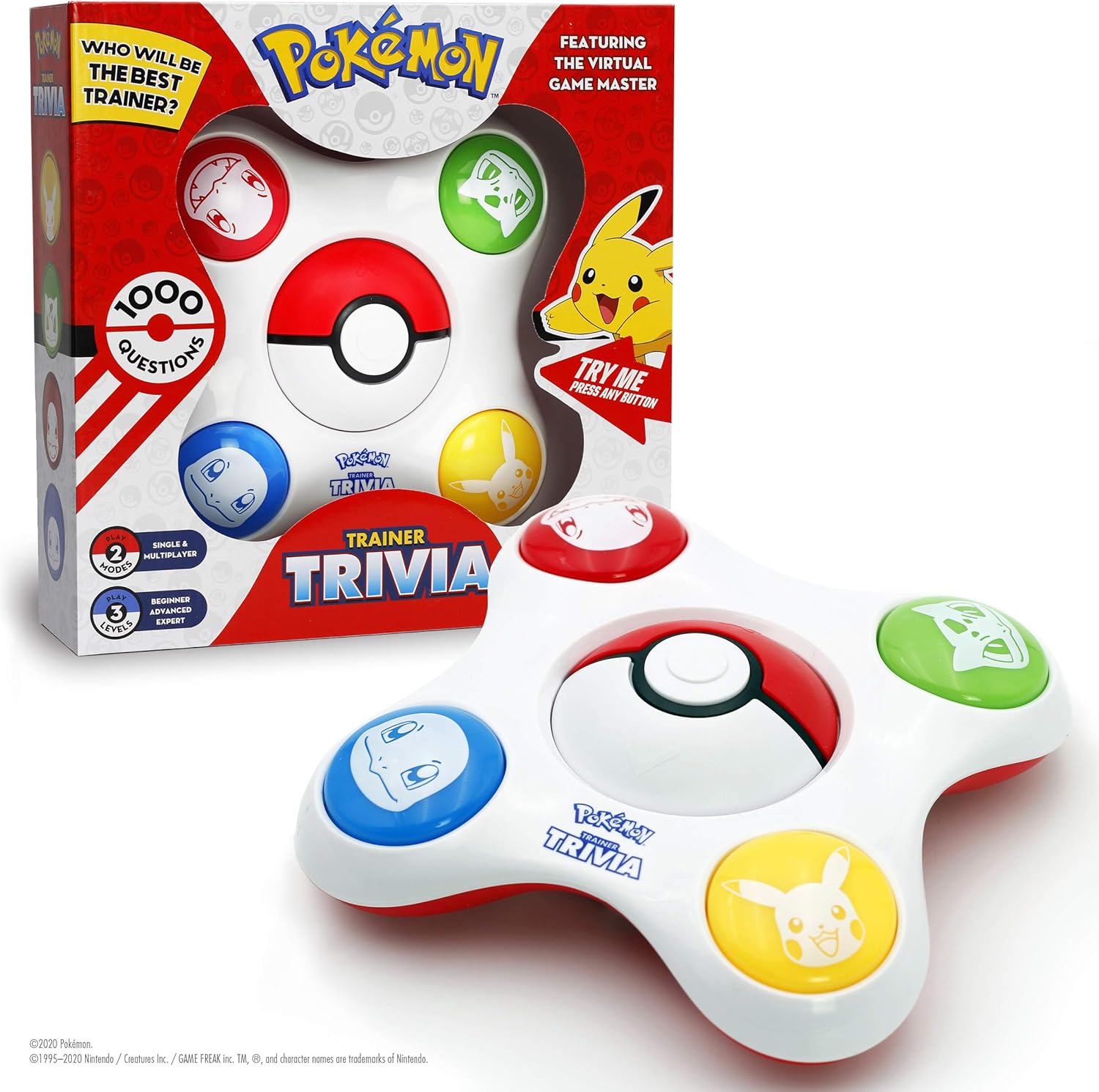 Pokemon Trainer Trivia, 1,000 questions, try to beat your top score in Single Player Mode or challenge your friends in Multiplayer Mode, suitable for children of 7 years and up