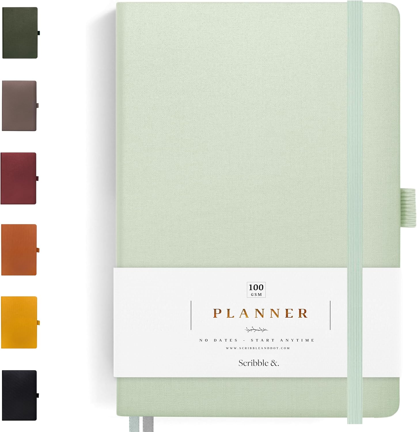 Scribble & Dot® A Daily Planner, Weekly and Monthly Layout | Achieve Your Goals With This Weekly Organiser Diary, A5 size, Hardcover Agenda. Start Anytime (Sea Sage)
