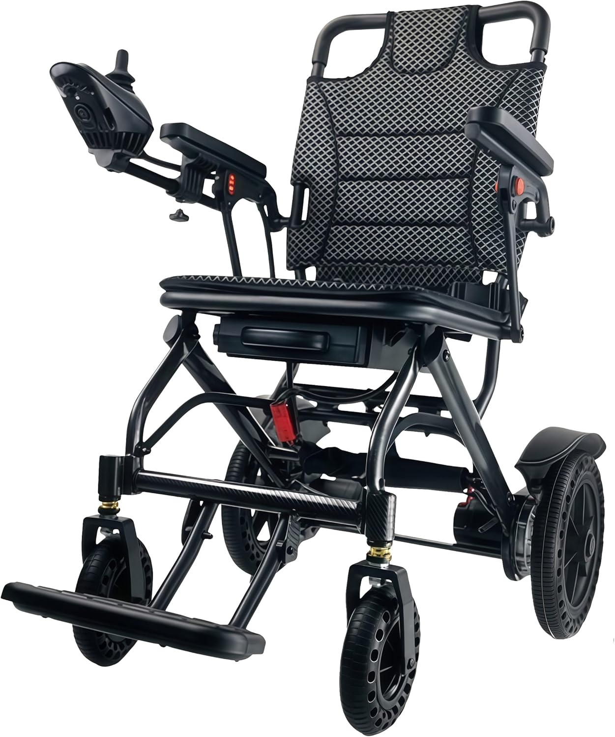 ByteTecpeak D04 Foldable Electric Wheelchair with Powerful 500W Motor, 10Ah Removable Battery, 20km Range, 150kg Capacity, Lightweight Carbon Aluminium Powerchair–Travel & Airline Approved