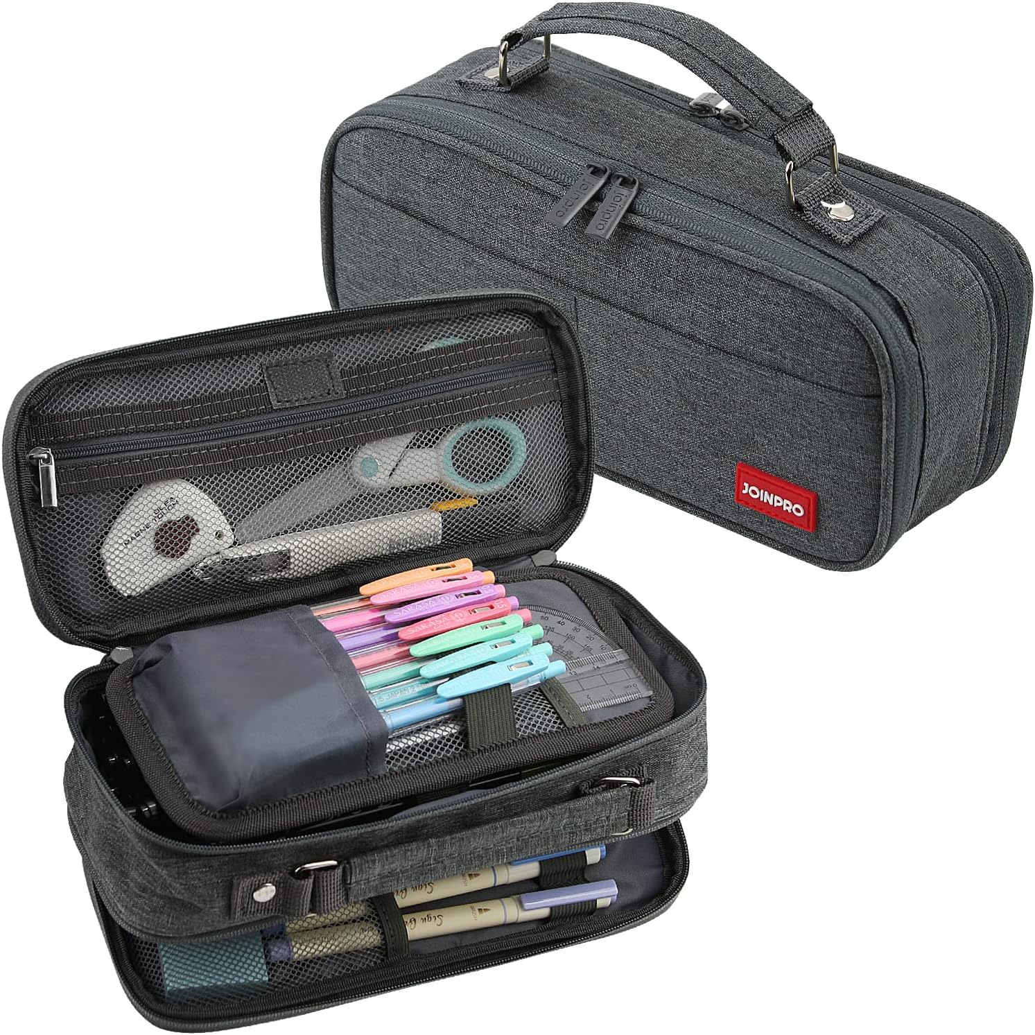Pencil Case, Large Capacity Pencil Case Organizer; Double Zipper Storage Bag; Big Pencil Pouch for College School Office Teen Girl Boy Men Women Adult