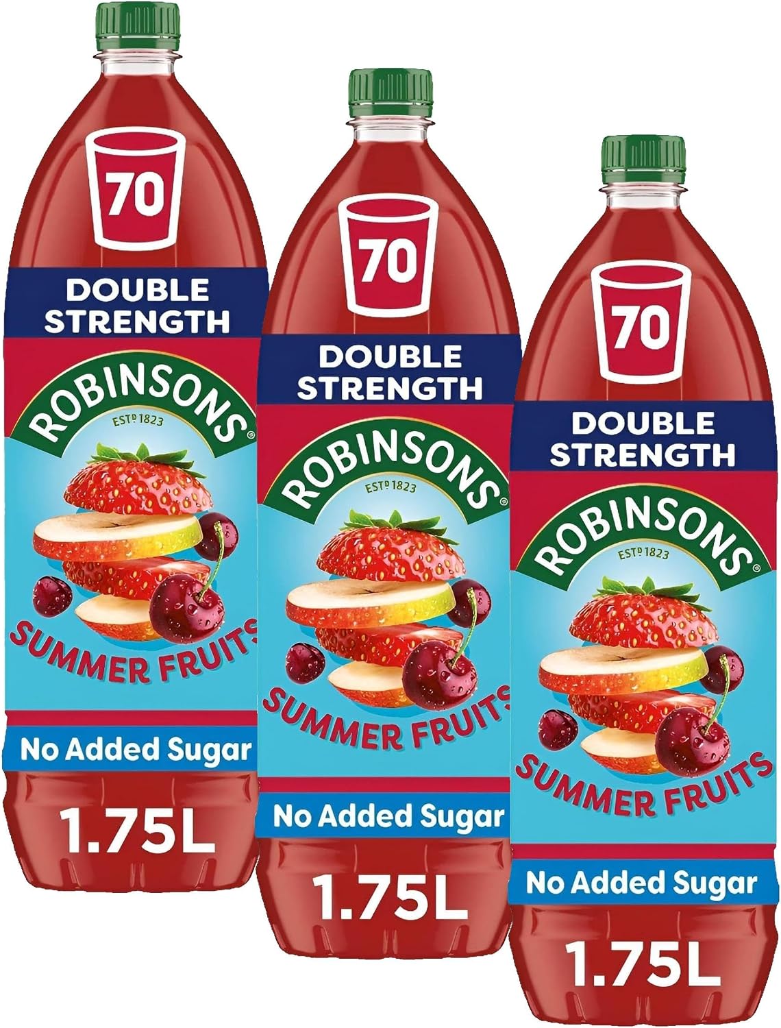 Robinsons Summer Fruits No Added Sugar Squash 1.75L (Pack of 3)