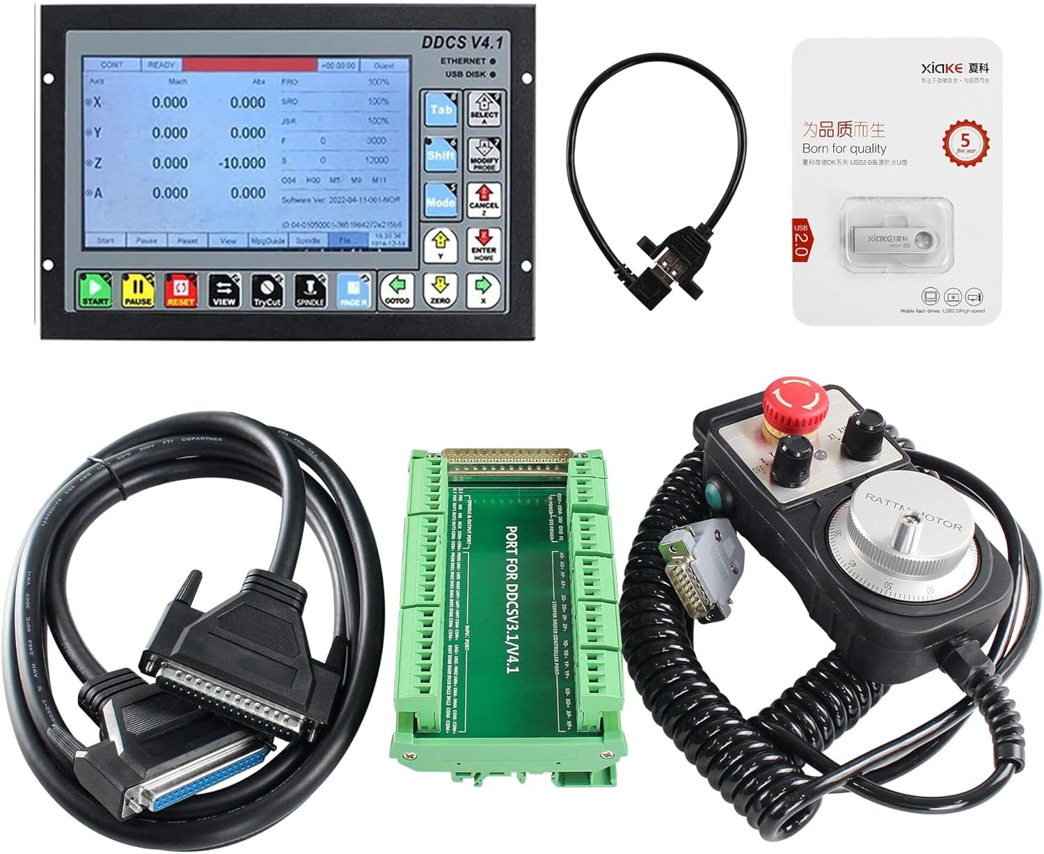 CNCTOPBAOS 4 Axis 500KHz CNC Offline Controller DDCSV4.1,Stand Alone System Motion Controller PLC,Slave Stepper Servo Motor Control+MPG Handwheel for CNC Router,Lathe,Engraving Milling Machine