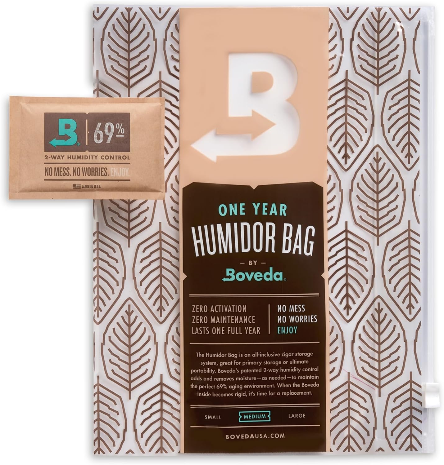 Boveda Portable Travel 2-Way Humidity Resealable Bag – Waterproof & Dustproof - Preloaded with 69% RH Pack - Patented Technology – Medium Storage For 15 Items – 1 Count