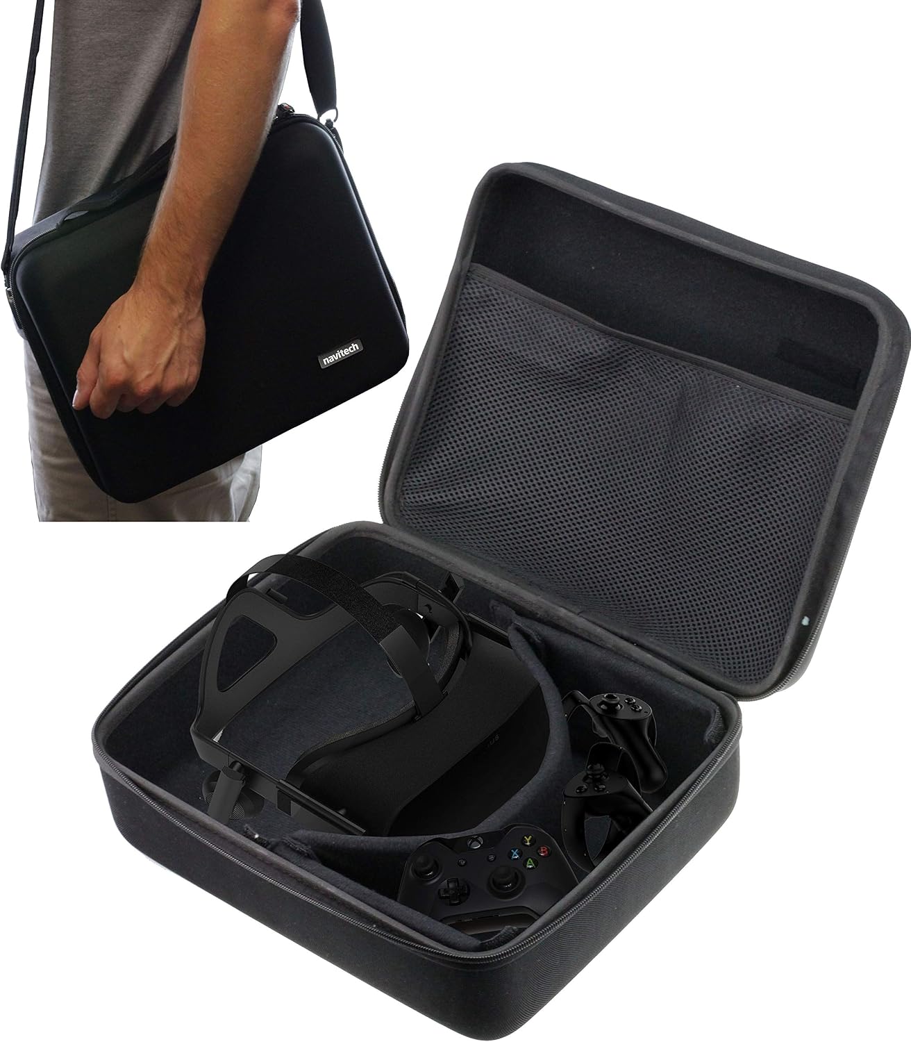 Navitech Black Heavy Duty Rugged Hard Virtual Reality Case With Shoulder Strap Compatible with the Valve Index VR [video game]
