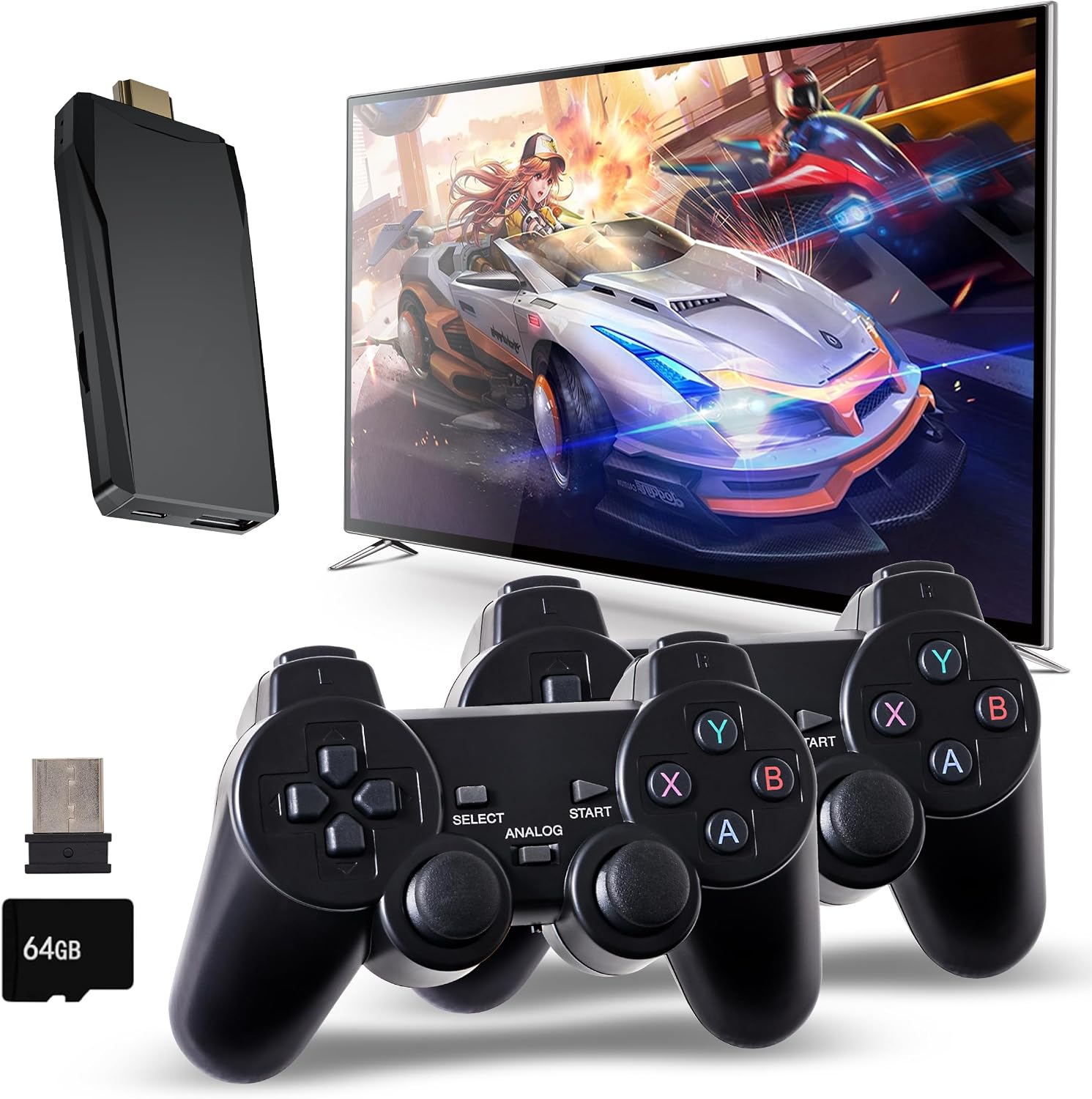 Retro Game Console, Wireless Retro Game Console, Plug & Play Video TV Game with 20000+ Built-in Games, 4K HD Output, and 2.4GHz Wireless Controller, 9 Classic Emulators Black