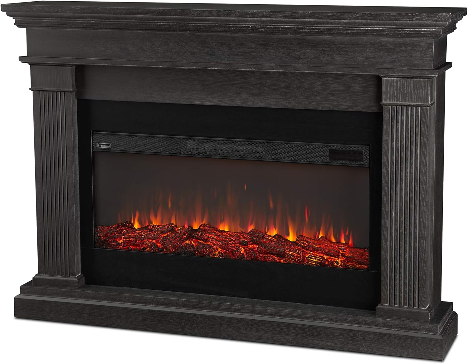 Real Flame Beau 59" Landscape Electric Fireplace with Mantel for Living Room or Bedroom, Replaceable Fireplace Insert Heater, Realistic Log and Flame Effect, Remote Control, Timer
