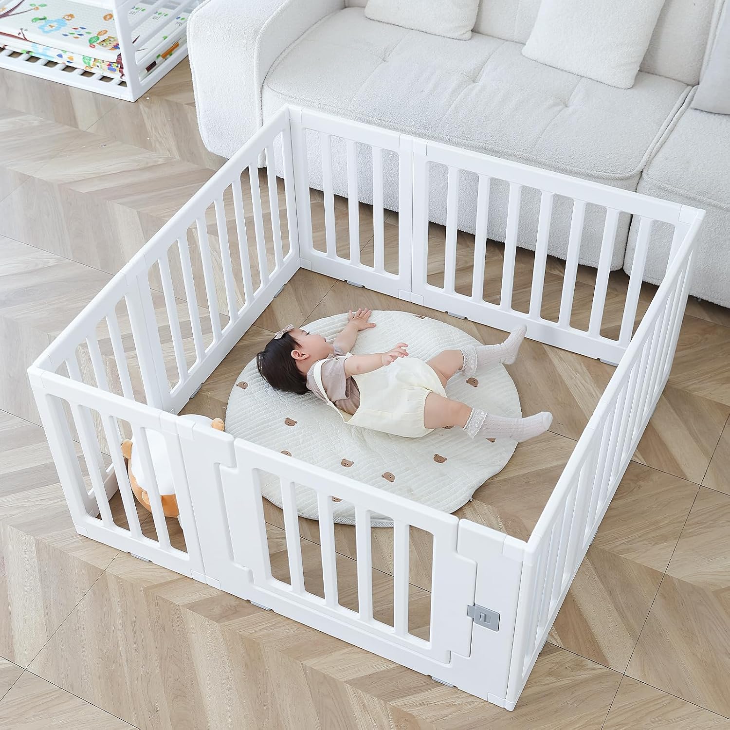 Baby Playpen Playard Portable Baby Fence Play Area Indoor Outdoor Kids Activity Center Playpen (8 Panel 115x115cm)