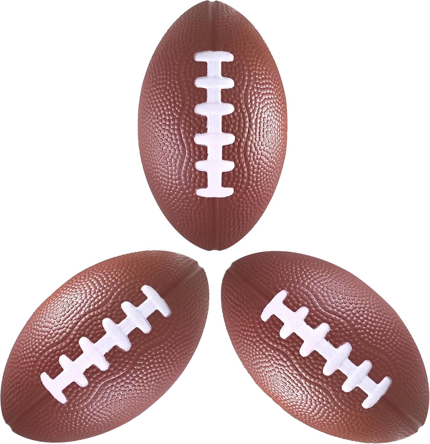 3 Pack of Mini Foam Footballs for Kids - Small, Tiny Football 4.75" in Length - Little Toy Football