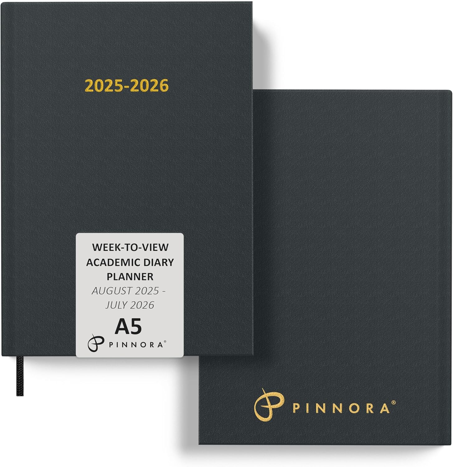 A5 Black Academic Diary 2025-2026 Week to View, Hard Cover, August - July Dated Academic Planner, Ideal Student & Teacher Planner 2025-26, University, Revision, Study, To-Do Lists