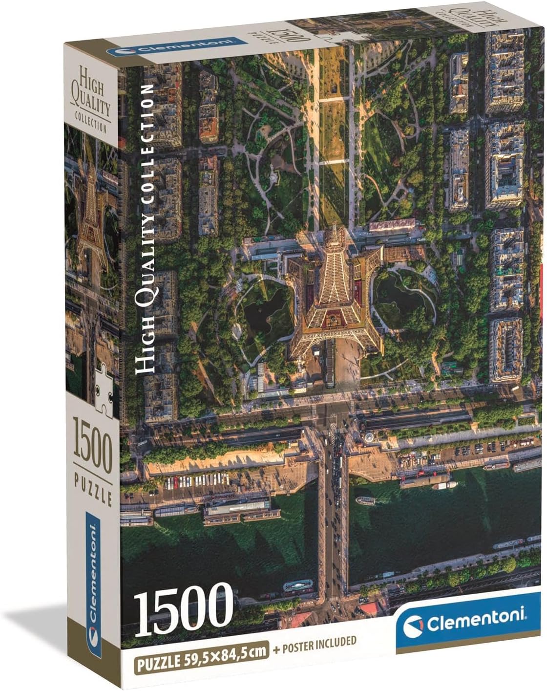 Clementoni Jigsaw Puzzle 1500 pieces Collection Flying Over Paris, Compact box, Puzzle for Adults 14-99 Years, Made in Italy, 31742