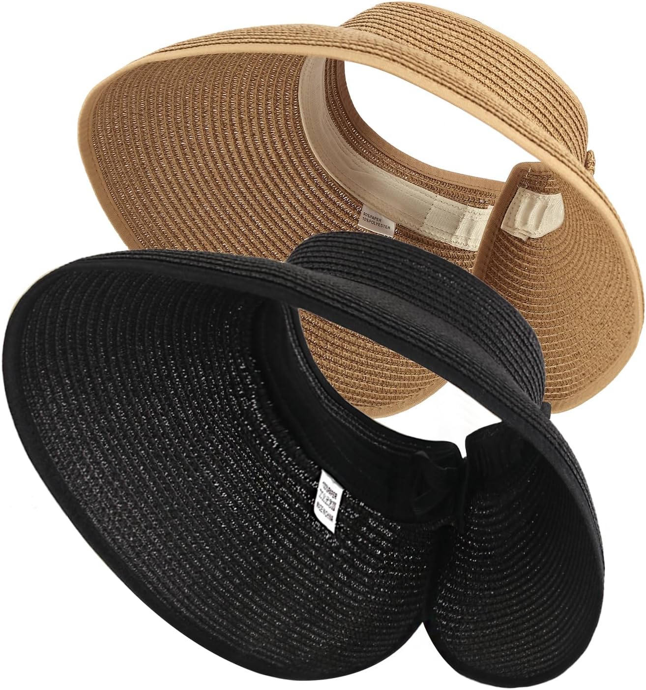 Kyzistn Foldable Straw Sun Visor Hats,Wide Brim Ponytail Summer Beach Hat