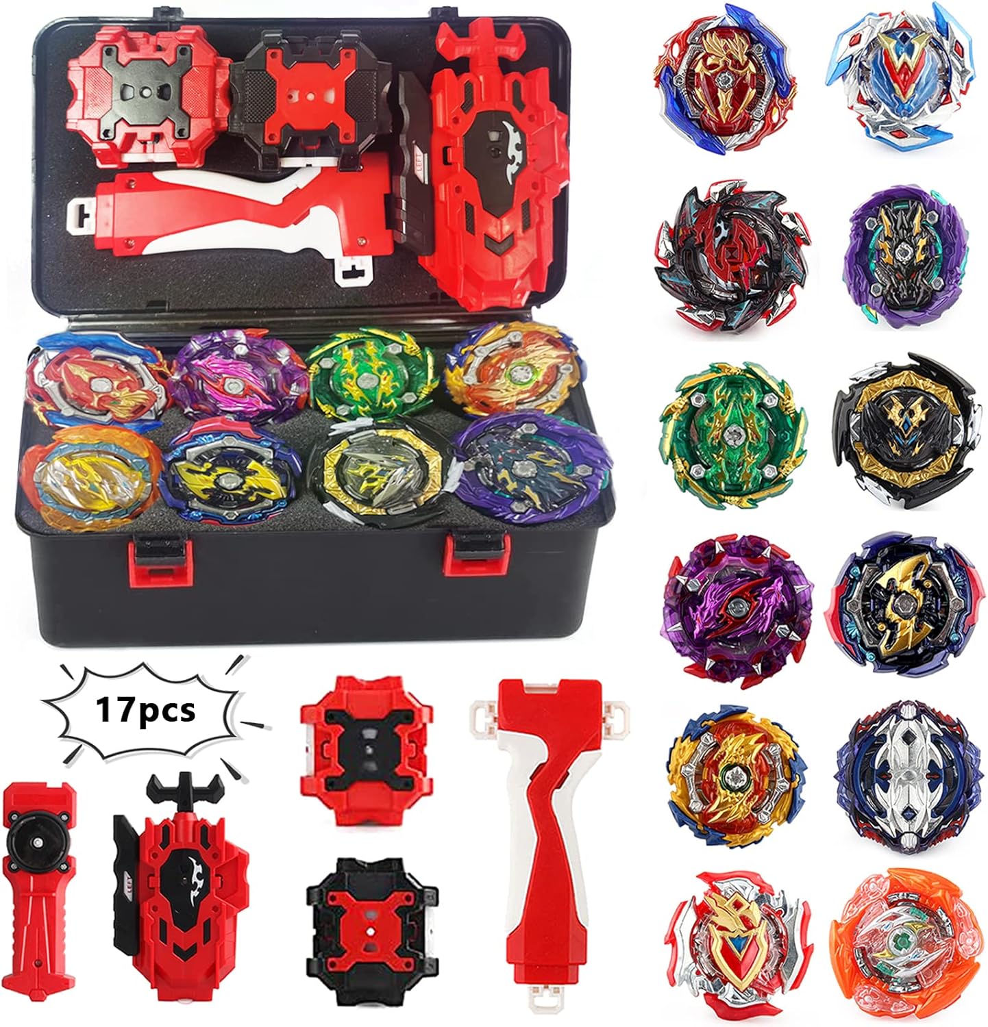 Bey Battling Top Burst Gyro Toy Set 12 Spinning Tops 4 Launchers Combat Battling Game with Portable Storage Box Gift for Kids Children Boys