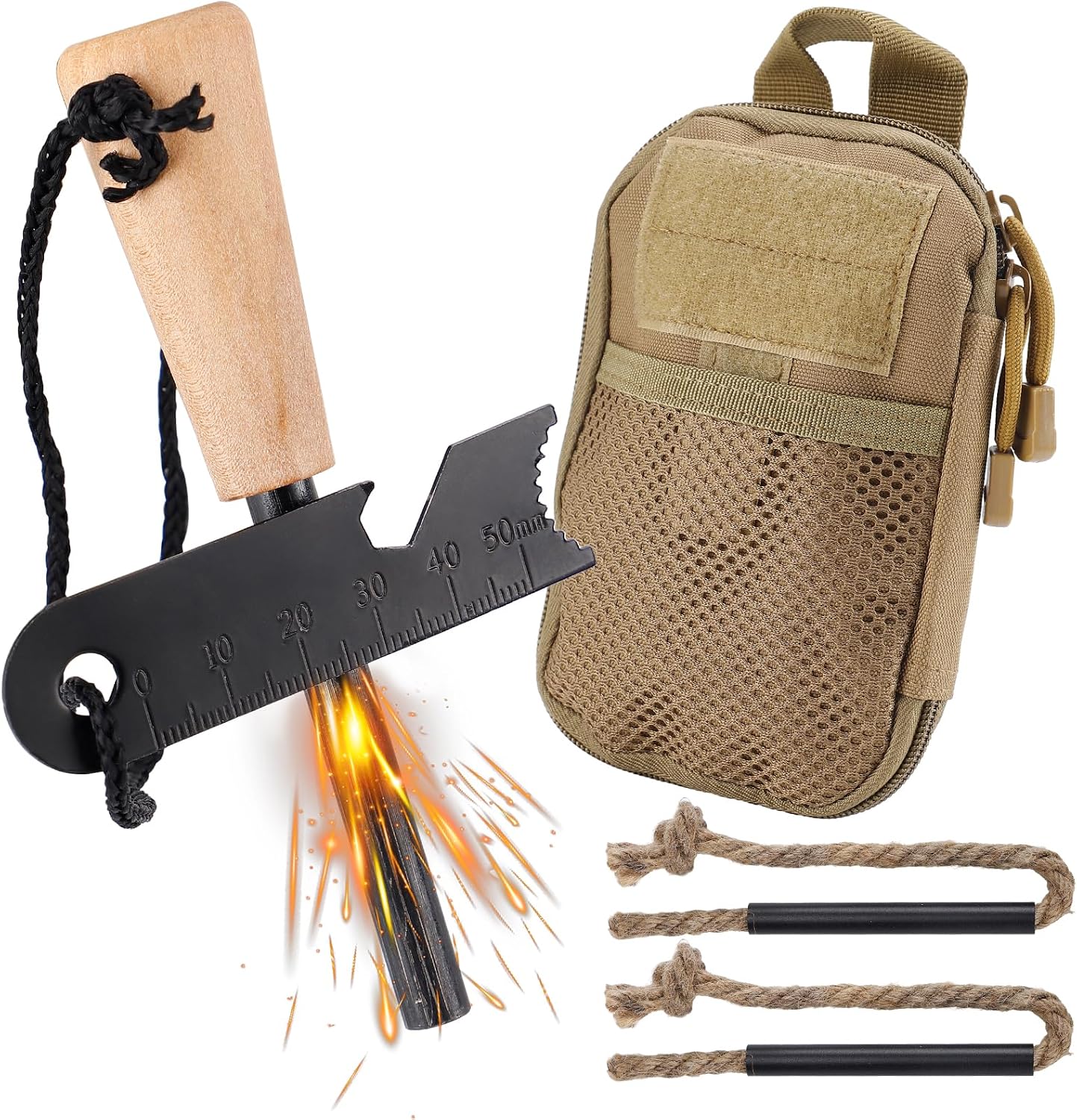Acostop Fire Starter Tool Kit Survival Gear for Hiking Campfires Bushcraft