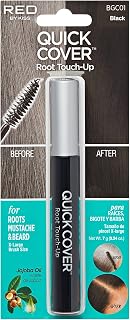 RED by KISS Quick Cover Root Touch Up Rescue, Mascara Natural Water-Resistant Temporary Gray Concealer Cover Up Brush for Hair Mustache & Beard (Black)